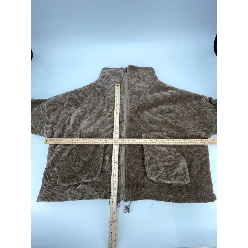 White Birch Black Label Corduroy Jacket Womens Large Tan Lined Mock Neck Zip Up - Picture 10 of 12